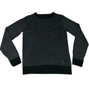 Trash Nouveau TN Men's Sweater Small Gray Ribbed Knit Utility Pocket Streetwear